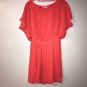 Coral Pleated Dress